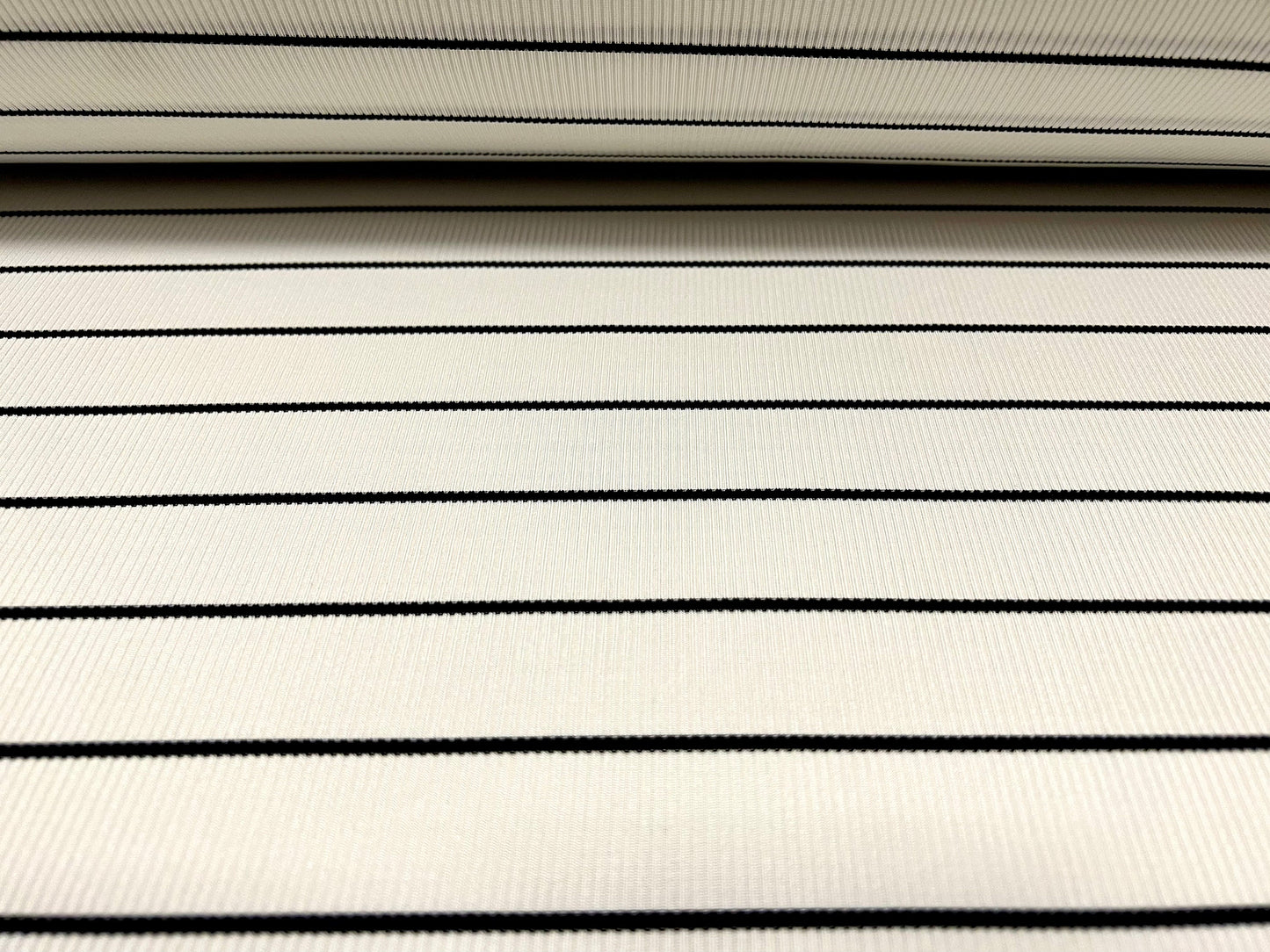 Spandex stretch rib jersey fabric, per metre - stripe - white & black