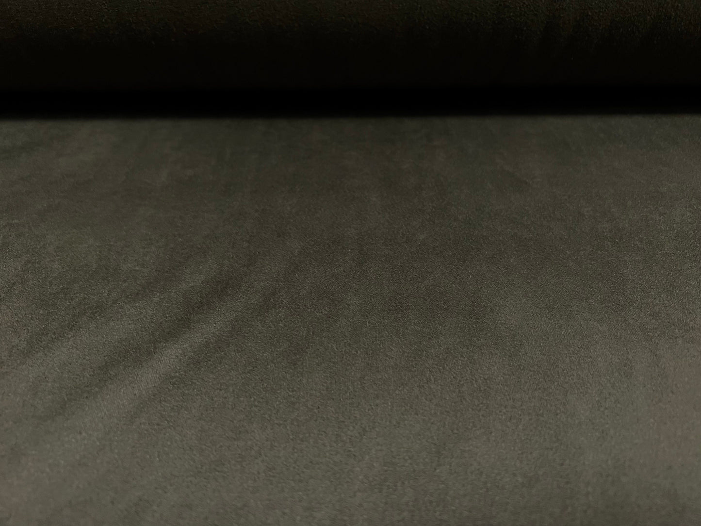 Faux suede stretch spandex jersey fabric, per metre - plain - dark khaki green