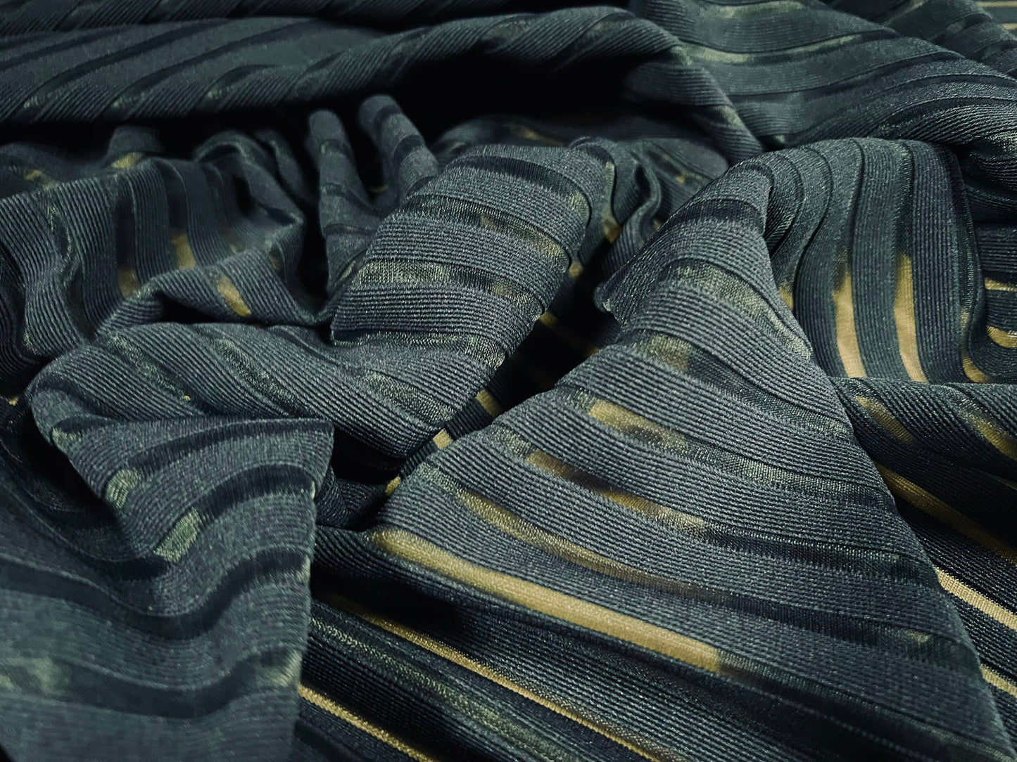Ottoman rib burnout stripe jersey fabric , per metre - plain - navy blue