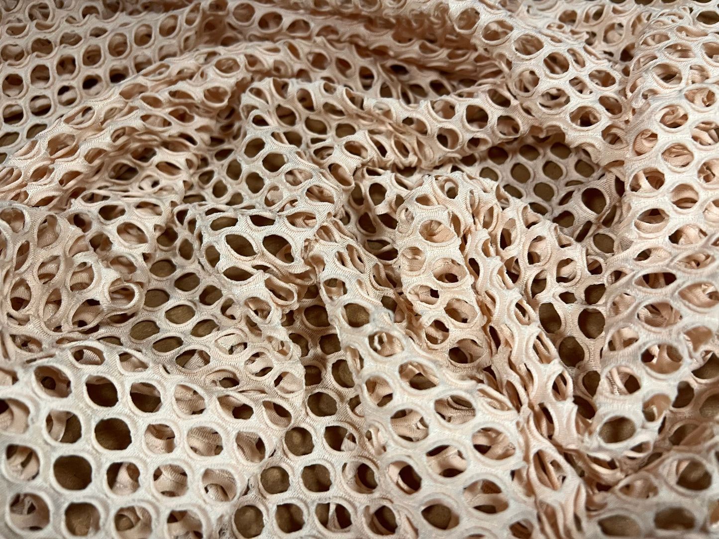 Jumbo Fishnet stretch mesh spandex jersey fabric, per metre - Plain - Nude