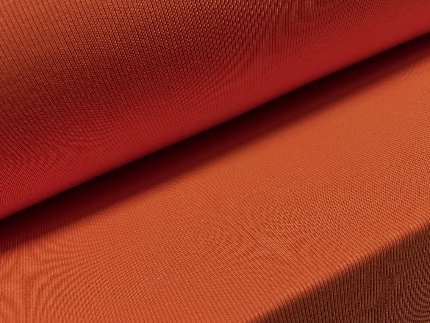 Soft touch Cotton fine rib stretch spandex Jersey fabric, per metre - plain - orange