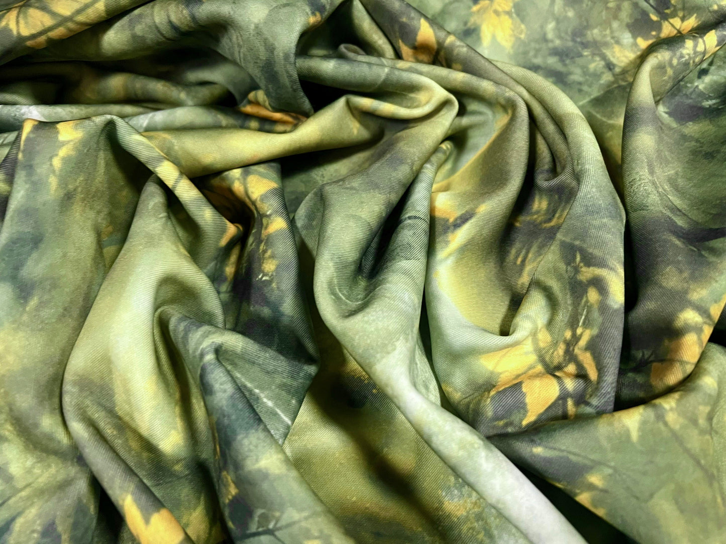 Scuba stretch spandex double jersey fabric, per metre - woodland spirit print - green