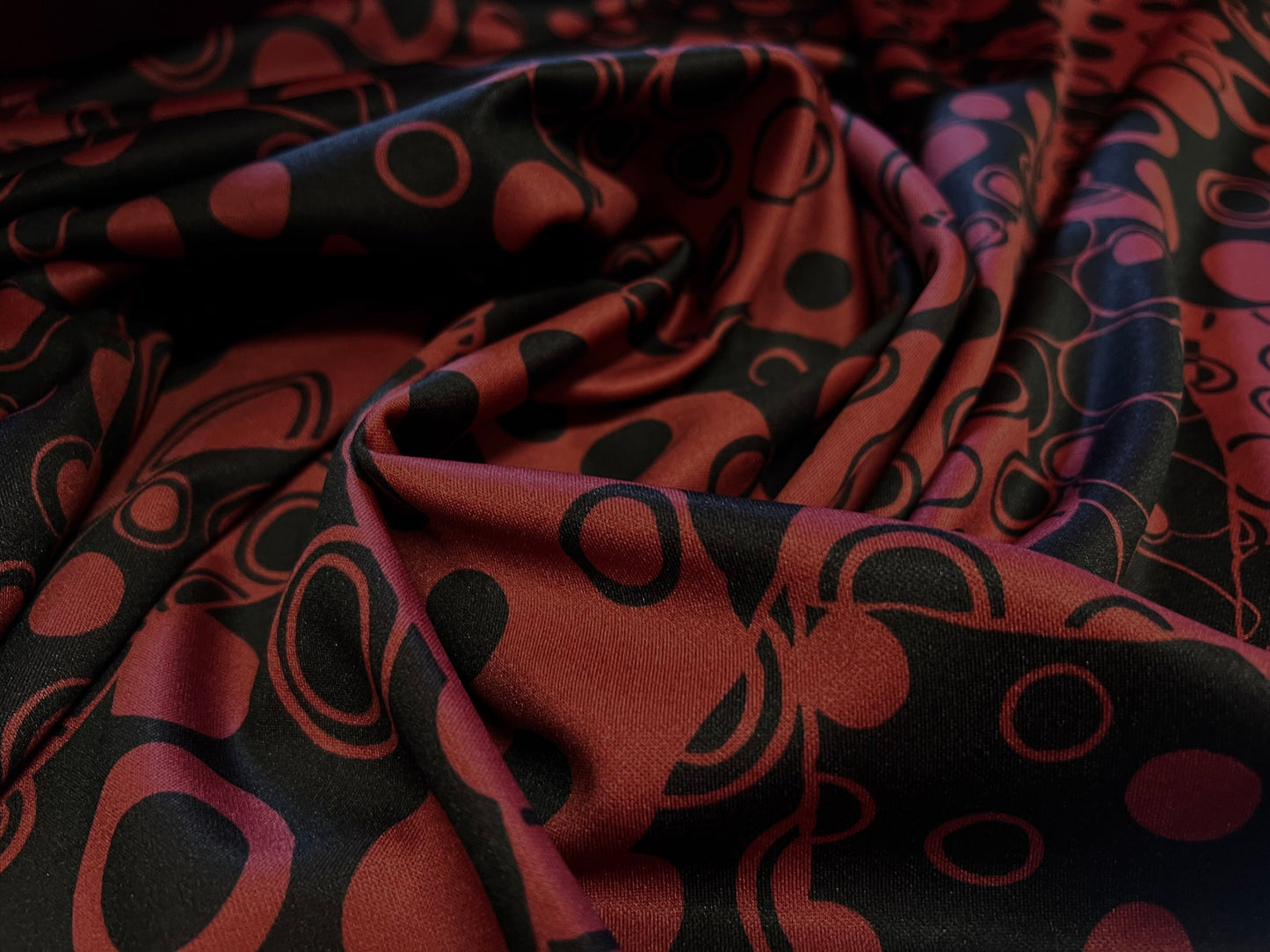 Marcella Scuba spandex Jersey Stretch Fabric, Per Metre - Retro circles print