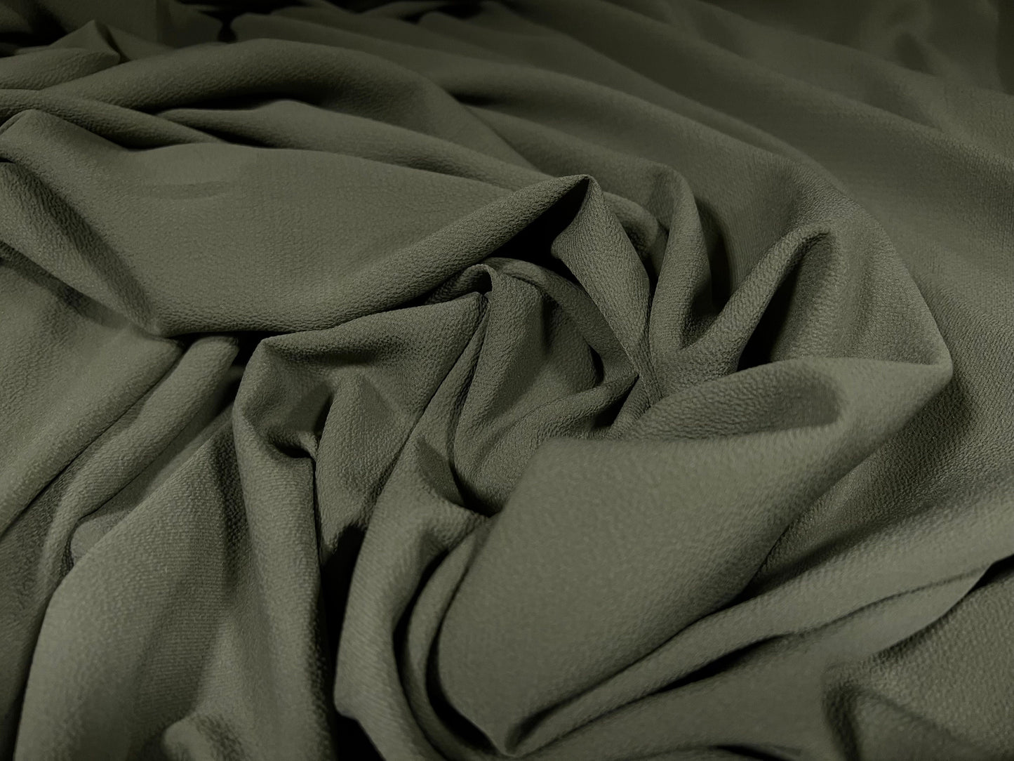 Bubble crepe woven dress fabric with spandex - plain - khaki green