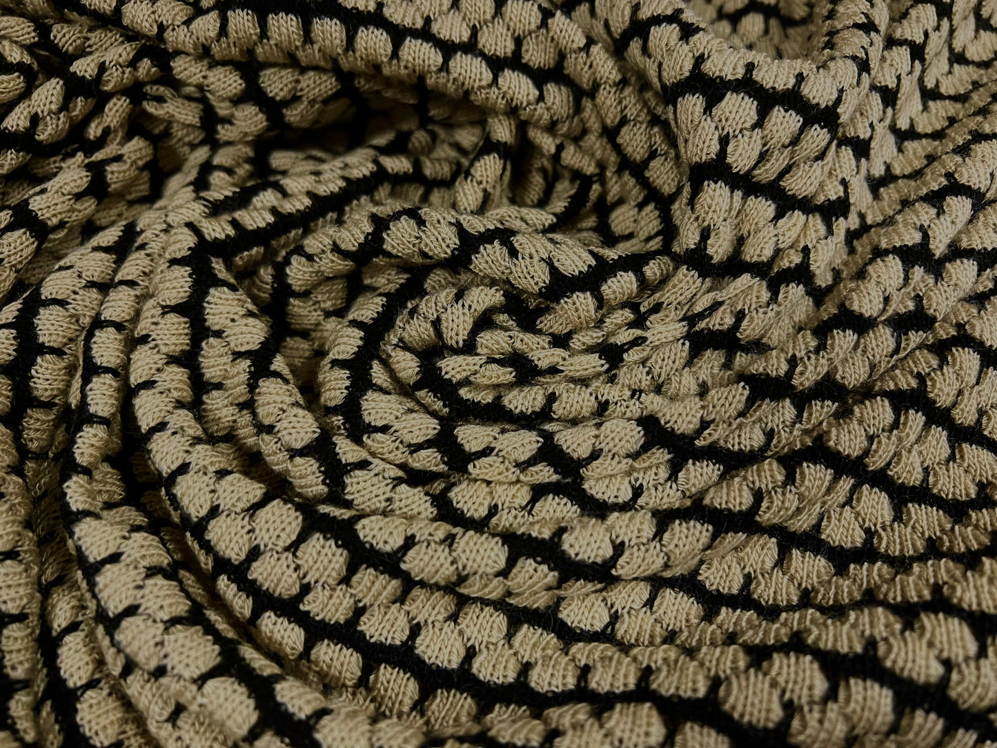 Jacquard knitwear jersey fabric, per metre - black & stone