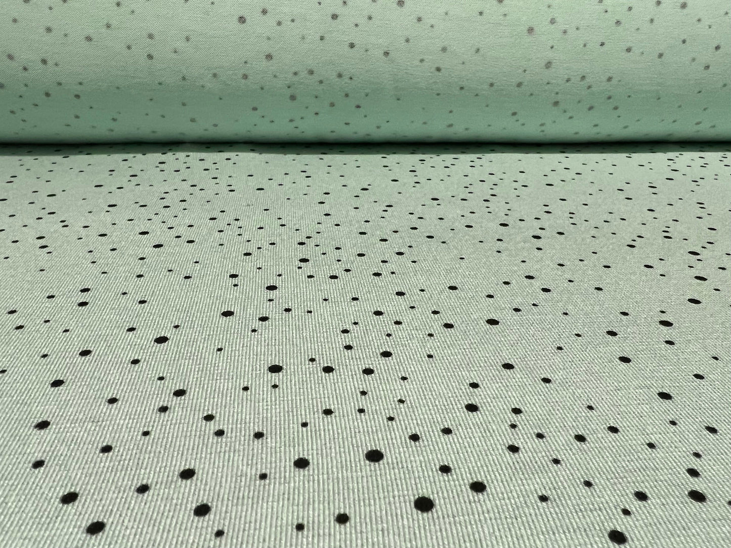 Viscose spandex stretch single jersey fabric, per metre - spotty print - mint green