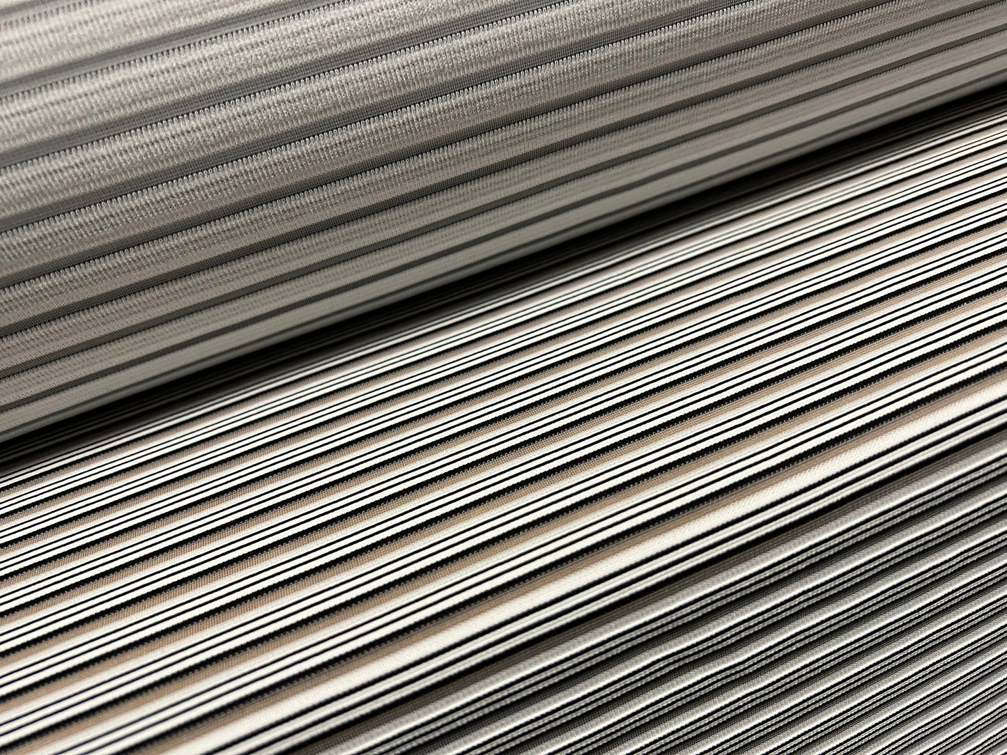Spandex stretch rib jersey fabric, per metre - burnout stripe - black & white