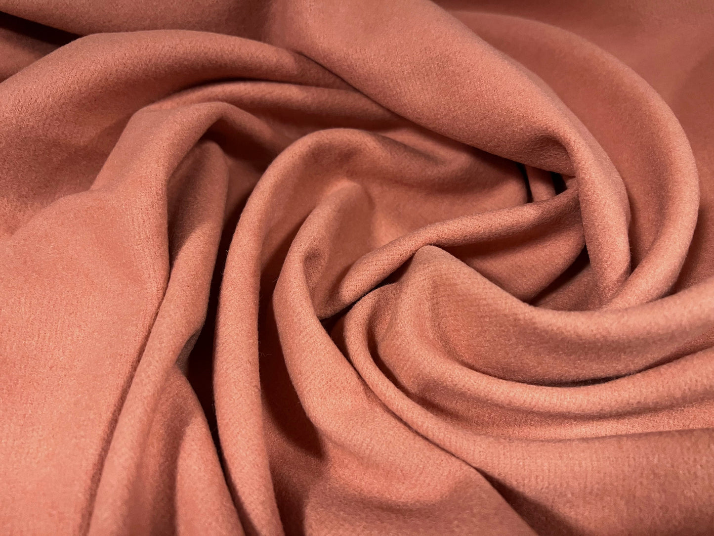 Wool blend flannel brushed coat jacket fabric, per metre - plain - salmon pink