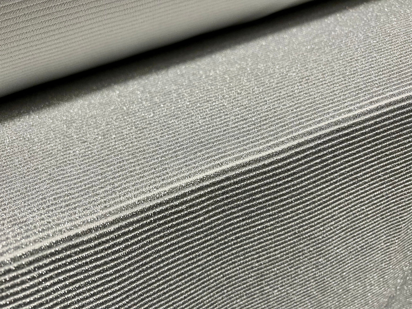 Metallic Ottoman rib Stretch spandex jersey fabric, per metre - silver lurex
