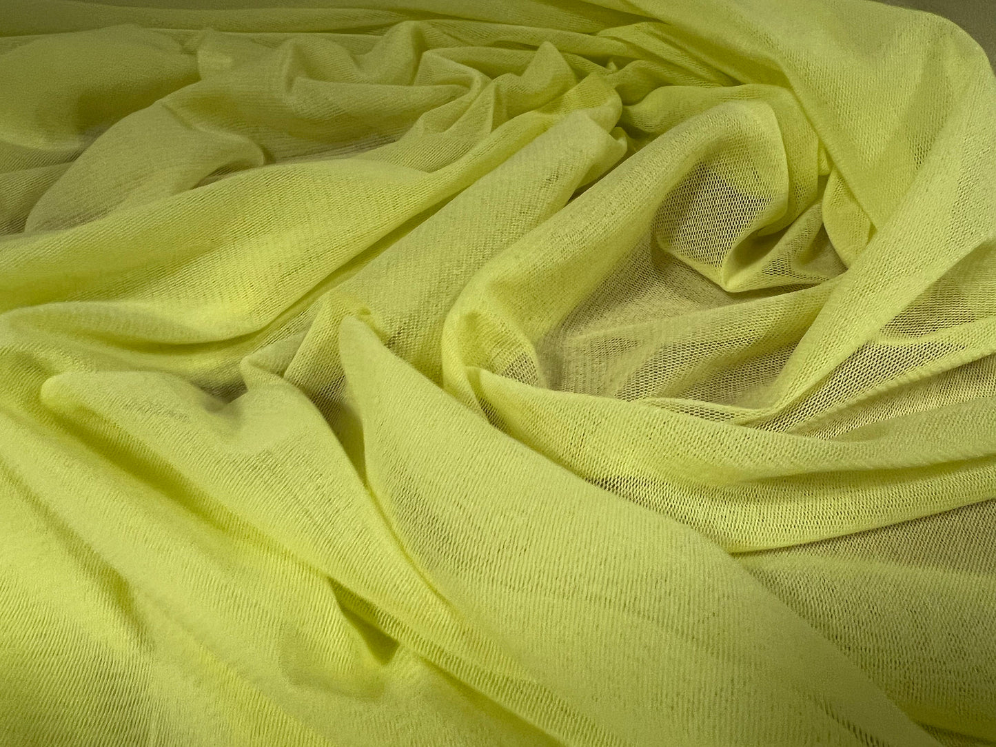 Stretch helenca mesh fabric, sheer, per metre - plain - citrus yellow