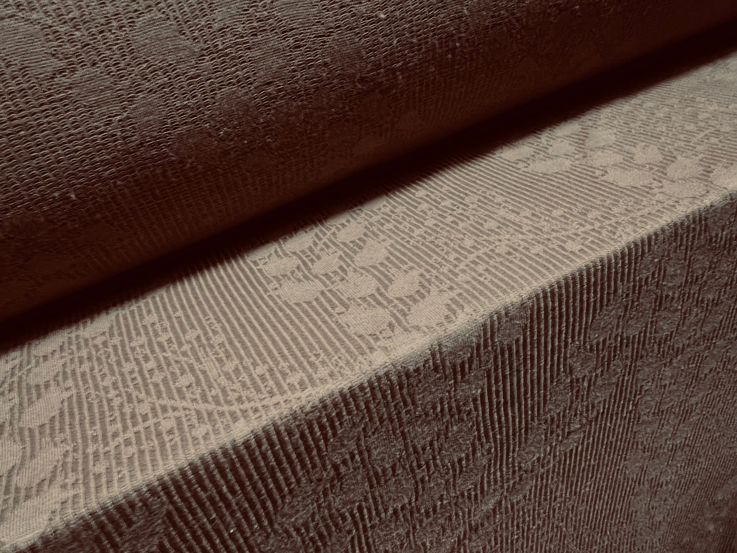 Single jersey lightweight dress fabric, per metre - floral jacquard - mid brown