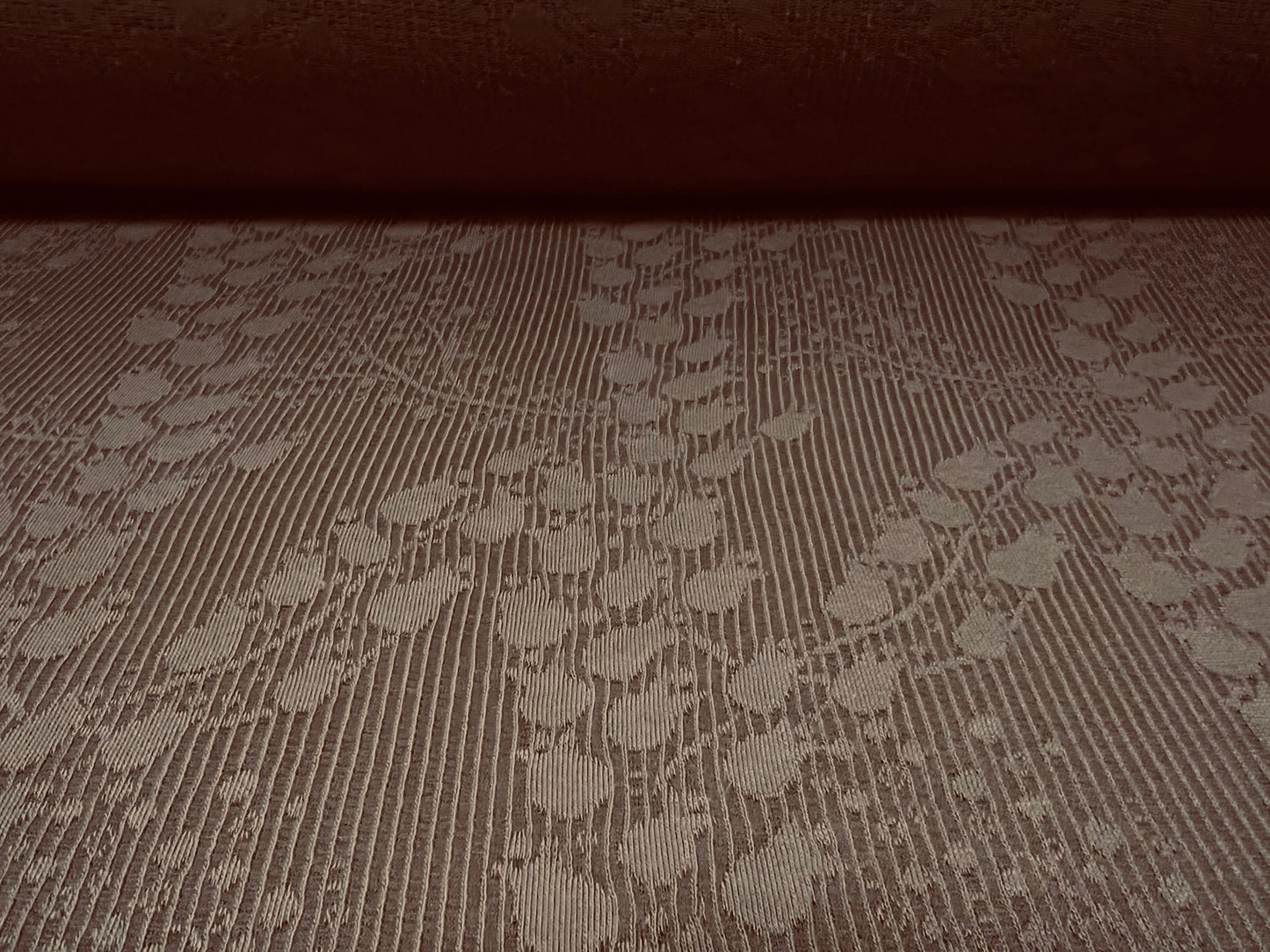 Single jersey lightweight dress fabric, per metre - floral jacquard - mid brown