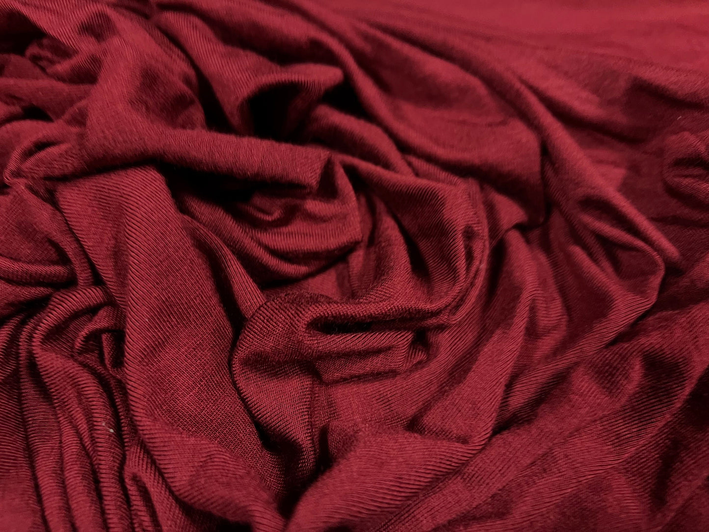 Viscose spandex stretch single jersey fabric, per metre - plain - garnet red