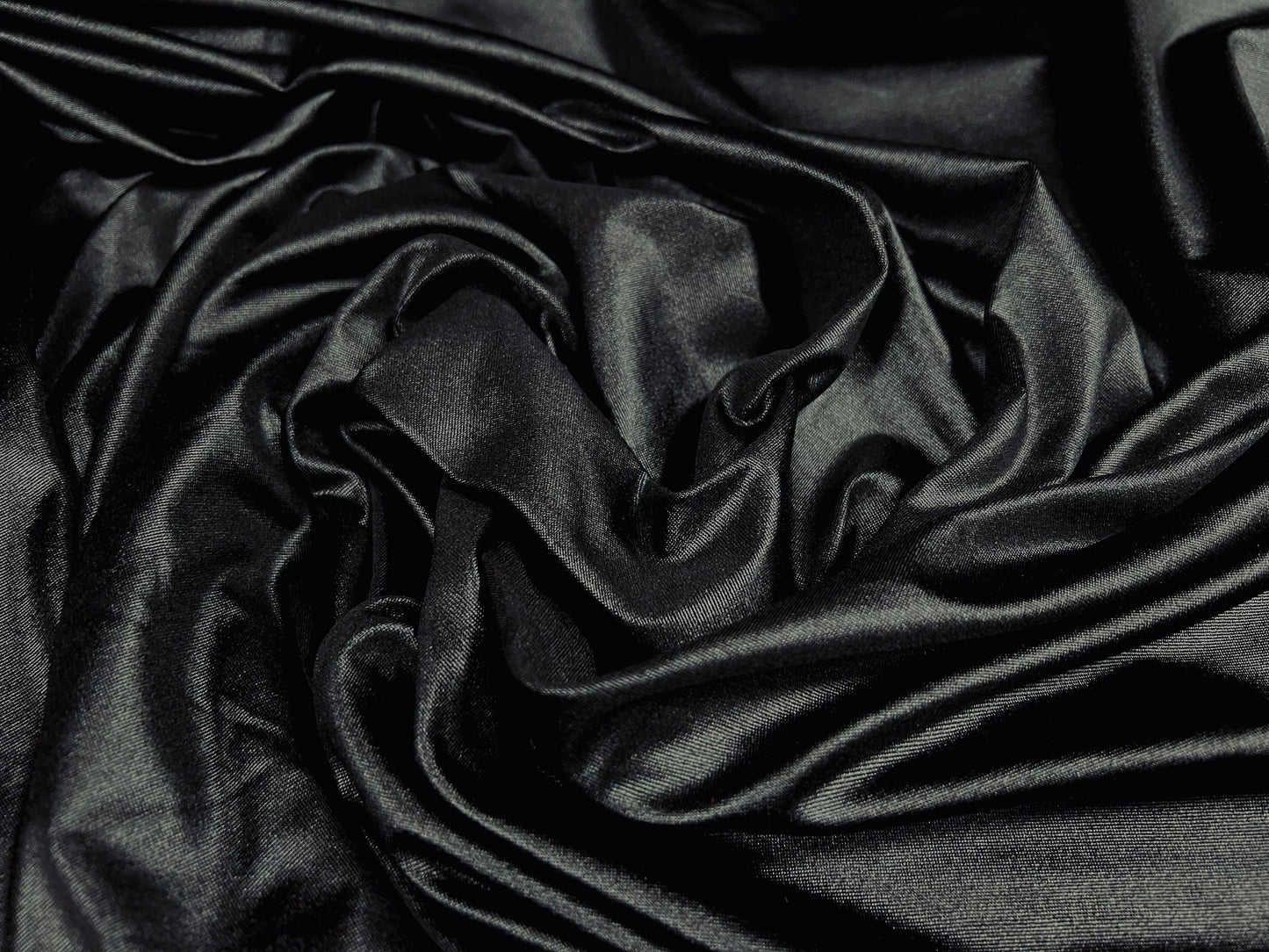 Ciré wet look coated stretch spandex jersey fabric, per metre - plain - black