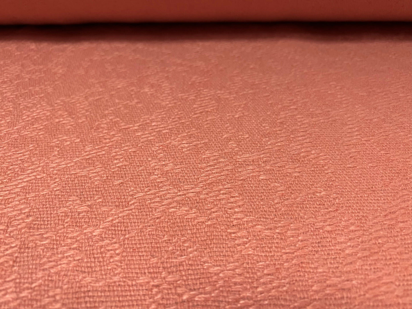 Wool blend jacquard textured coat jacket fabric, per metre - salmon pink