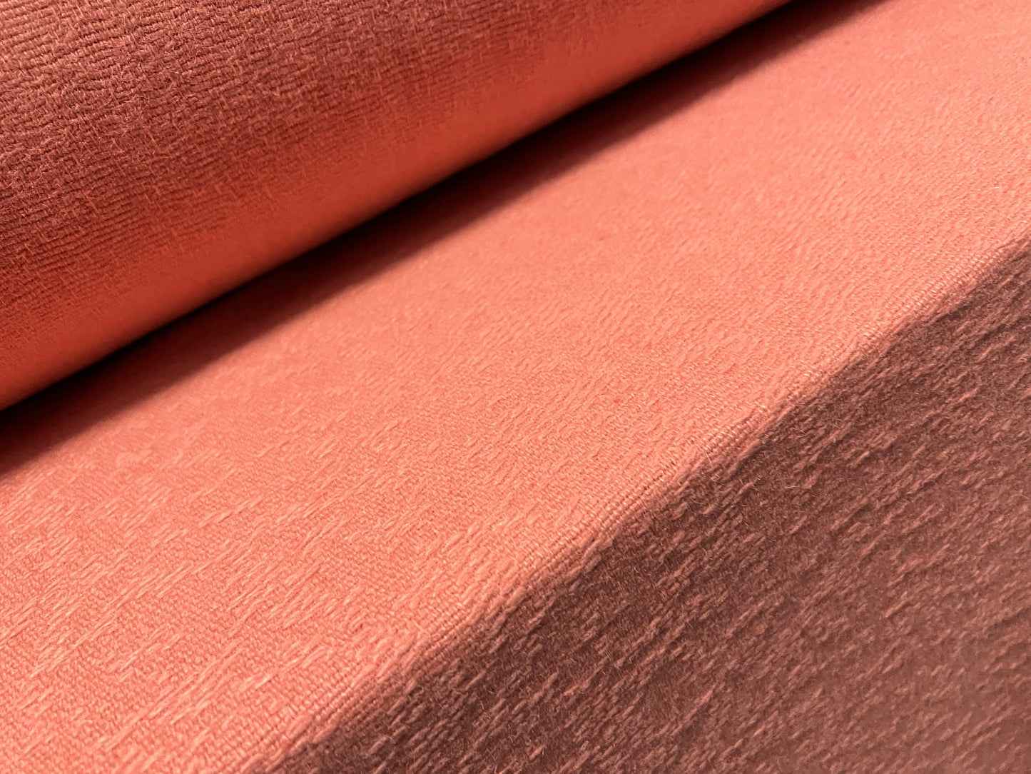 Wool blend jacquard textured coat jacket fabric, per metre - salmon pink