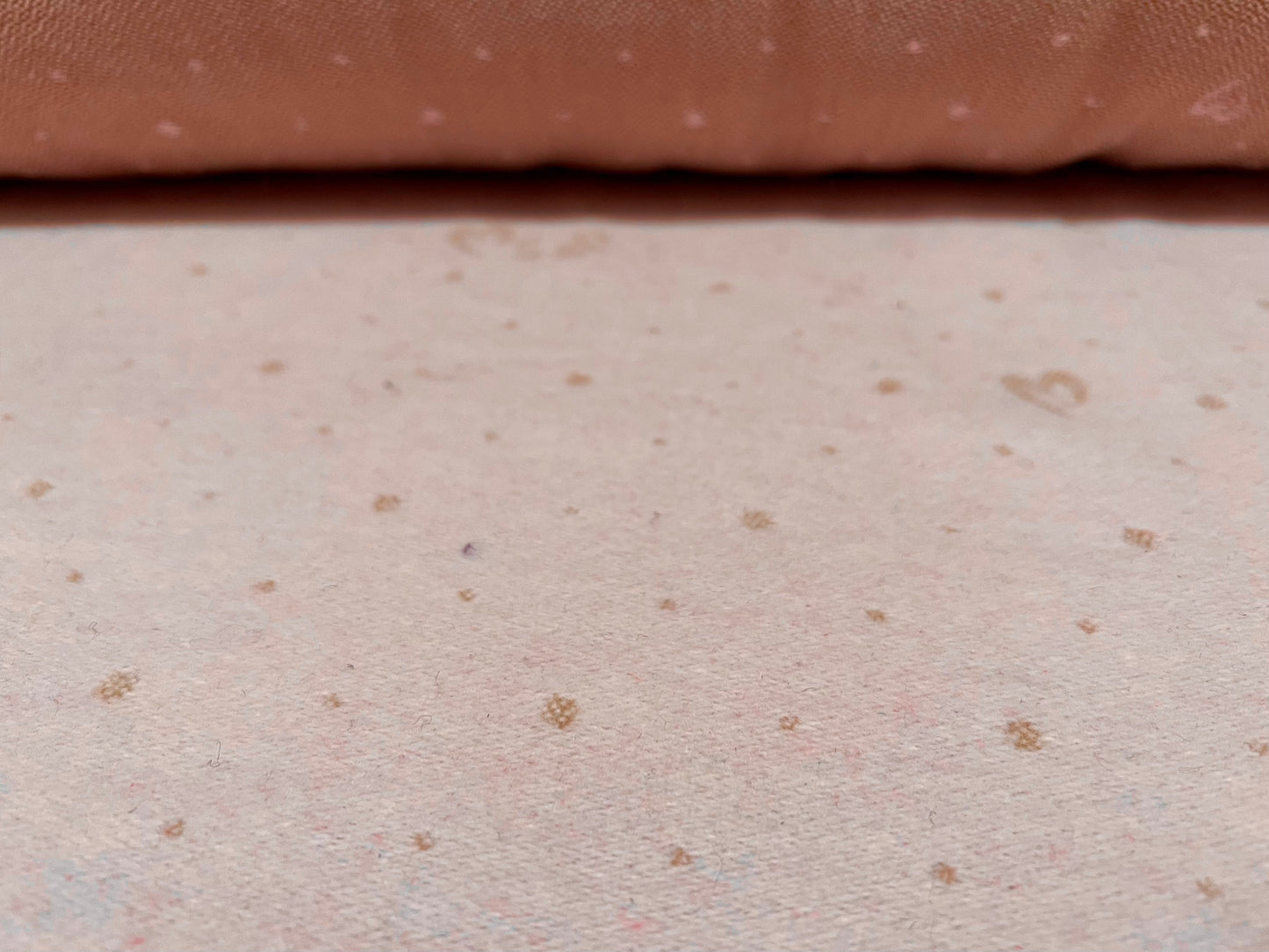 Wool blend mouflon fabric, per metre - stylised love heart jacquard - blush pink