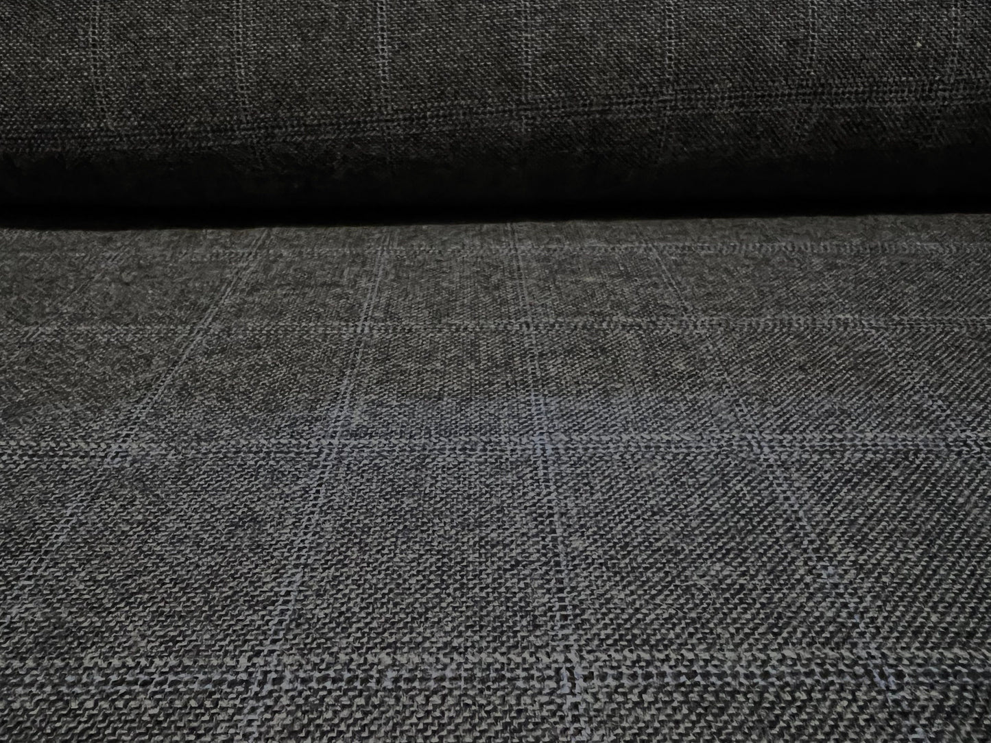 Wool blend heavyweight suiting fabric, per metre - check design - grey & blue