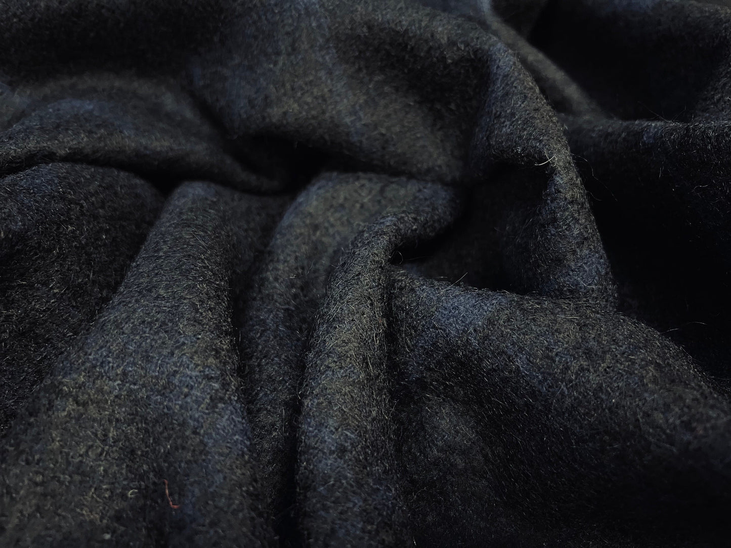 Wool blend bouclé coat jacket fabric, per metre - check design - black & navy blue