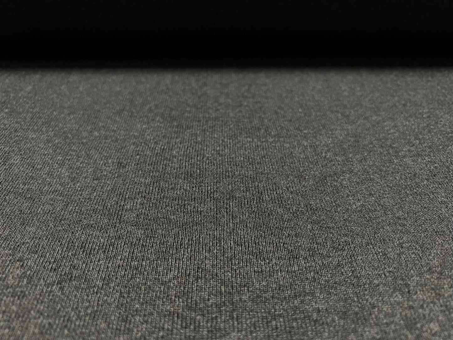 Cotton blend fine ribbed cuffing jersey fabric, per metre - plain - grey