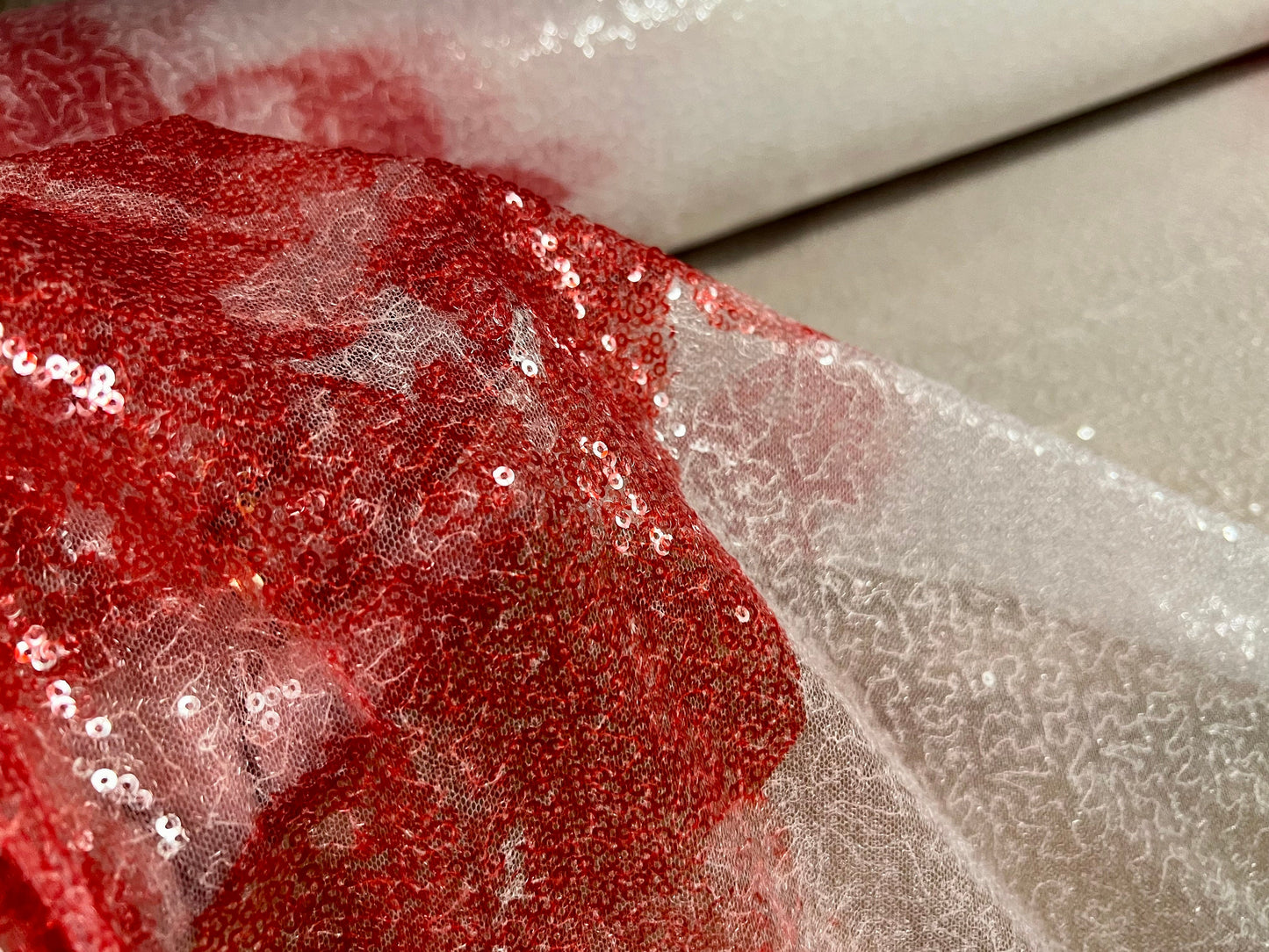 Couture designer fabric, per metre - rose flower double border design - red & white