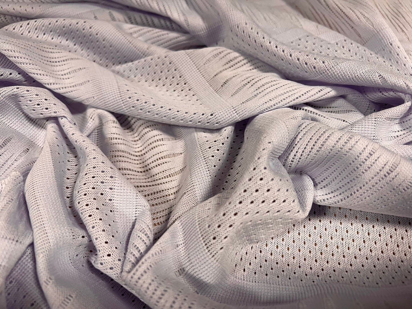 Soft handle jacquard jersey fabric, per metre - pindot & stripe - pale lavender