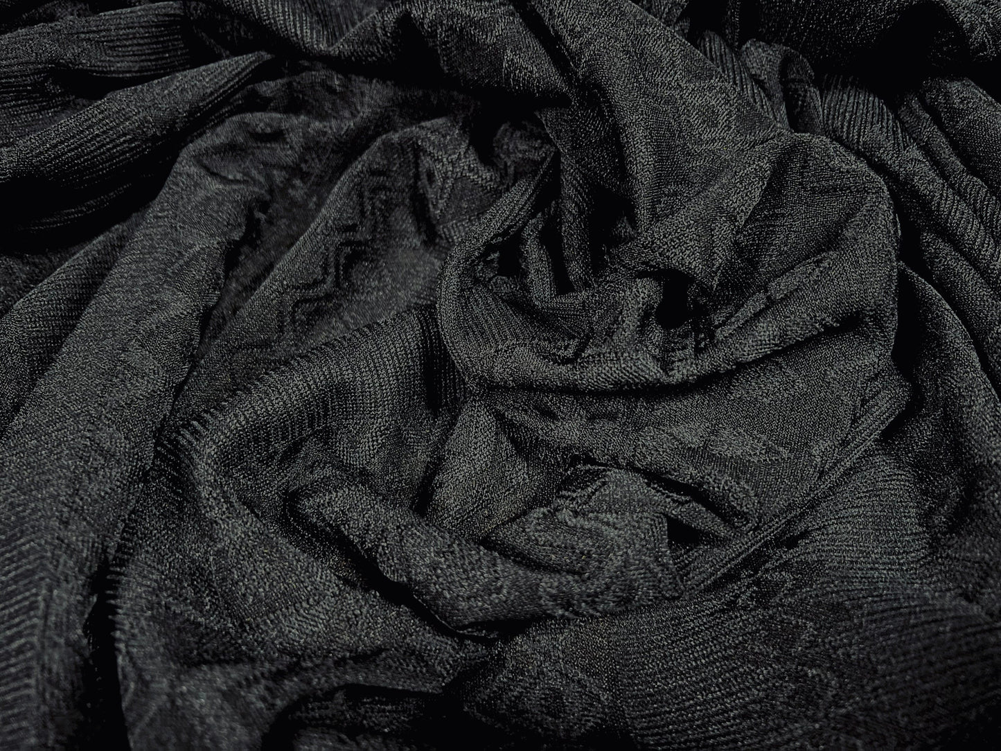 Stretch spandex single jersey fabric, per metre - Aztec Inca stripe jacquard - black