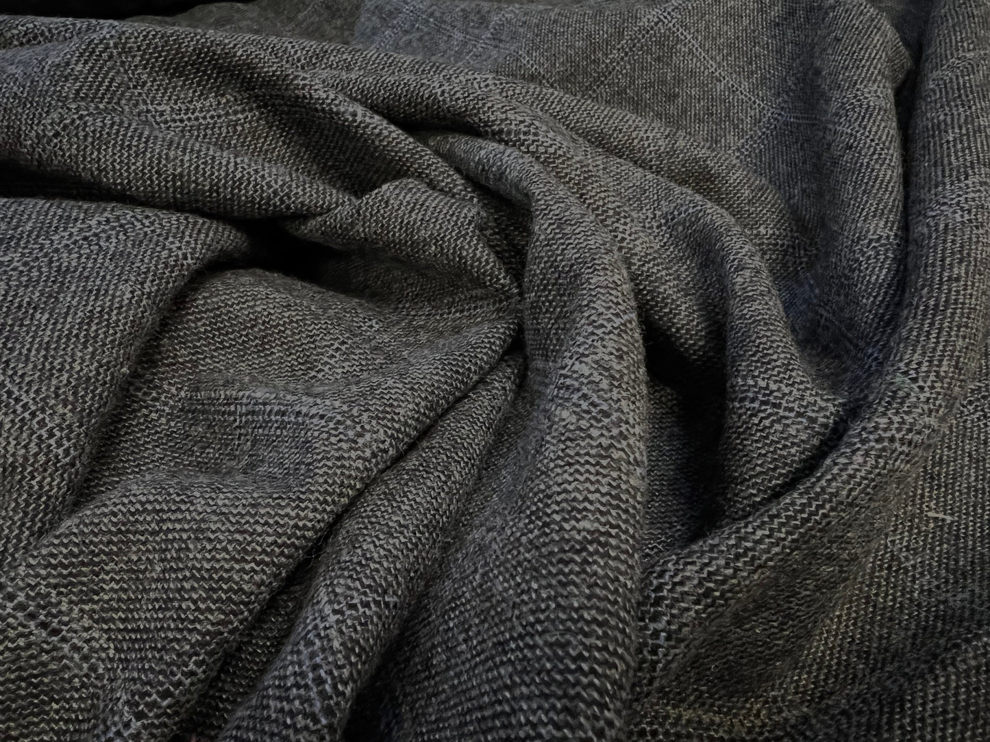 Wool blend heavyweight suiting fabric, per metre - check design - grey & blue