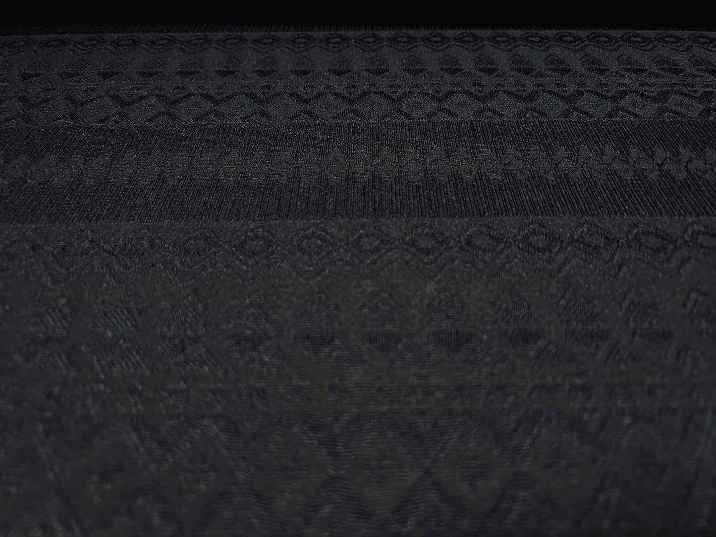 Stretch spandex single jersey fabric, per metre - Aztec Inca stripe jacquard - black