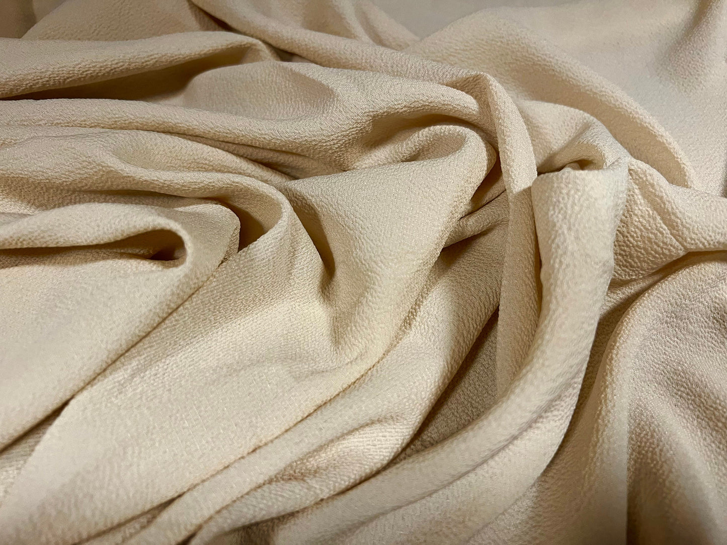 Bubble crepe woven dress fabric with spandex comfort stretch - plain - cream