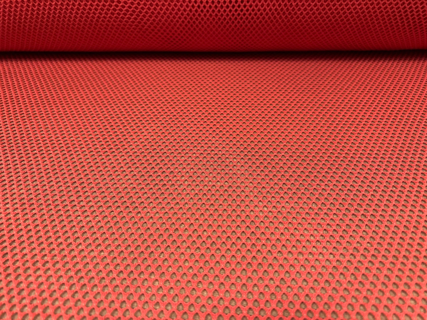 Fishnet stretch mesh jersey fabric, per metre - living coral