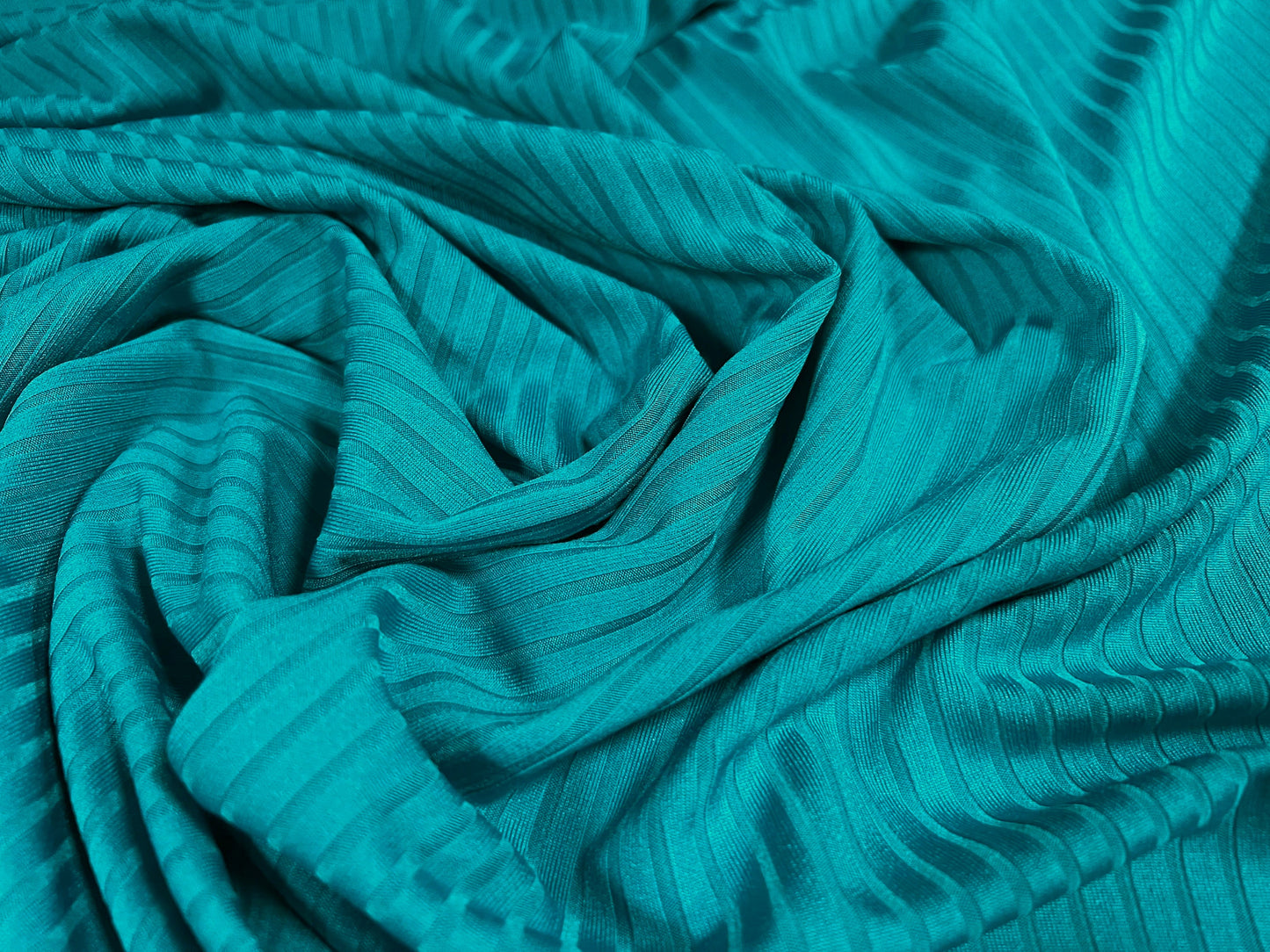 Spandex stretch rib jersey fabric, per metre - plain - peacock green