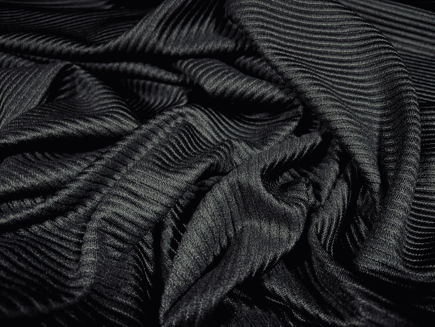 Coated Ottoman rib spandex jersey fabric, per metre - plain - black