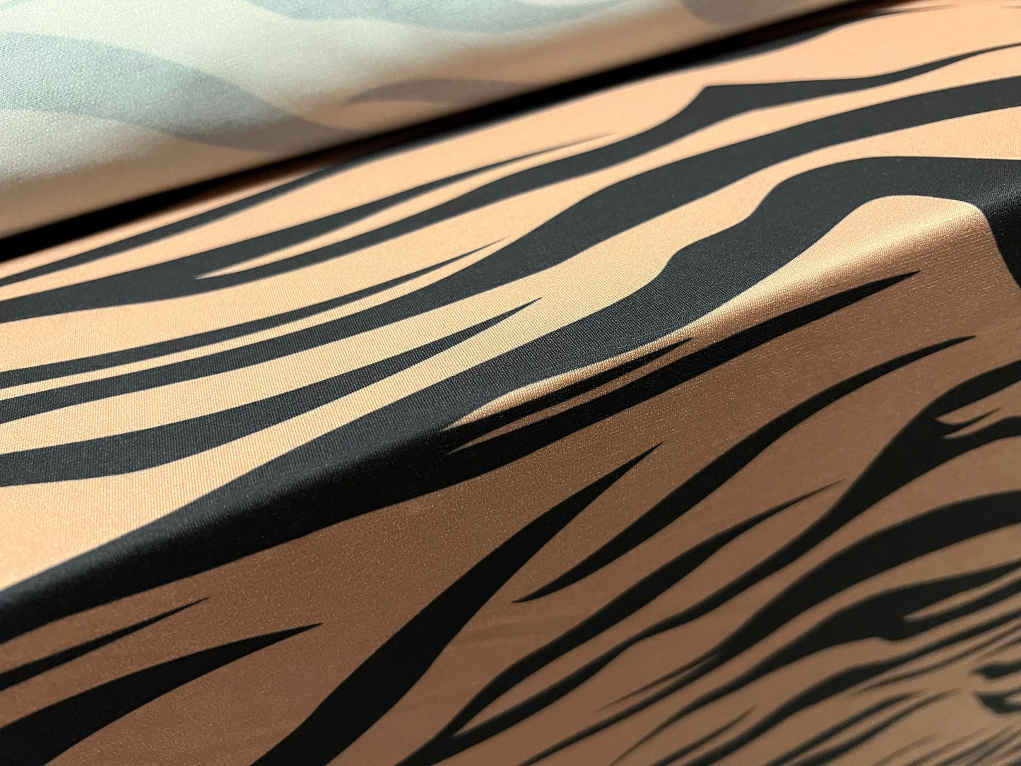 Stretch spandex crepe jersey fabric, per metre - Stylised zebra print - lazy brown