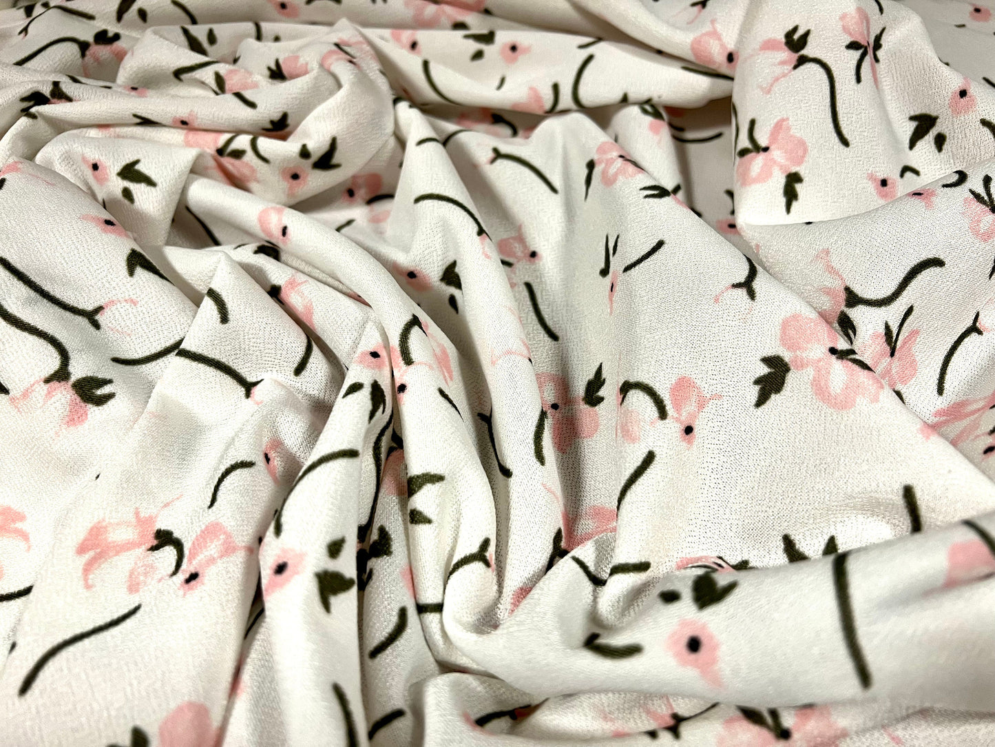 Valentino crepe spandex jersey fabric - similar to scuba - per metre - flower print - pink