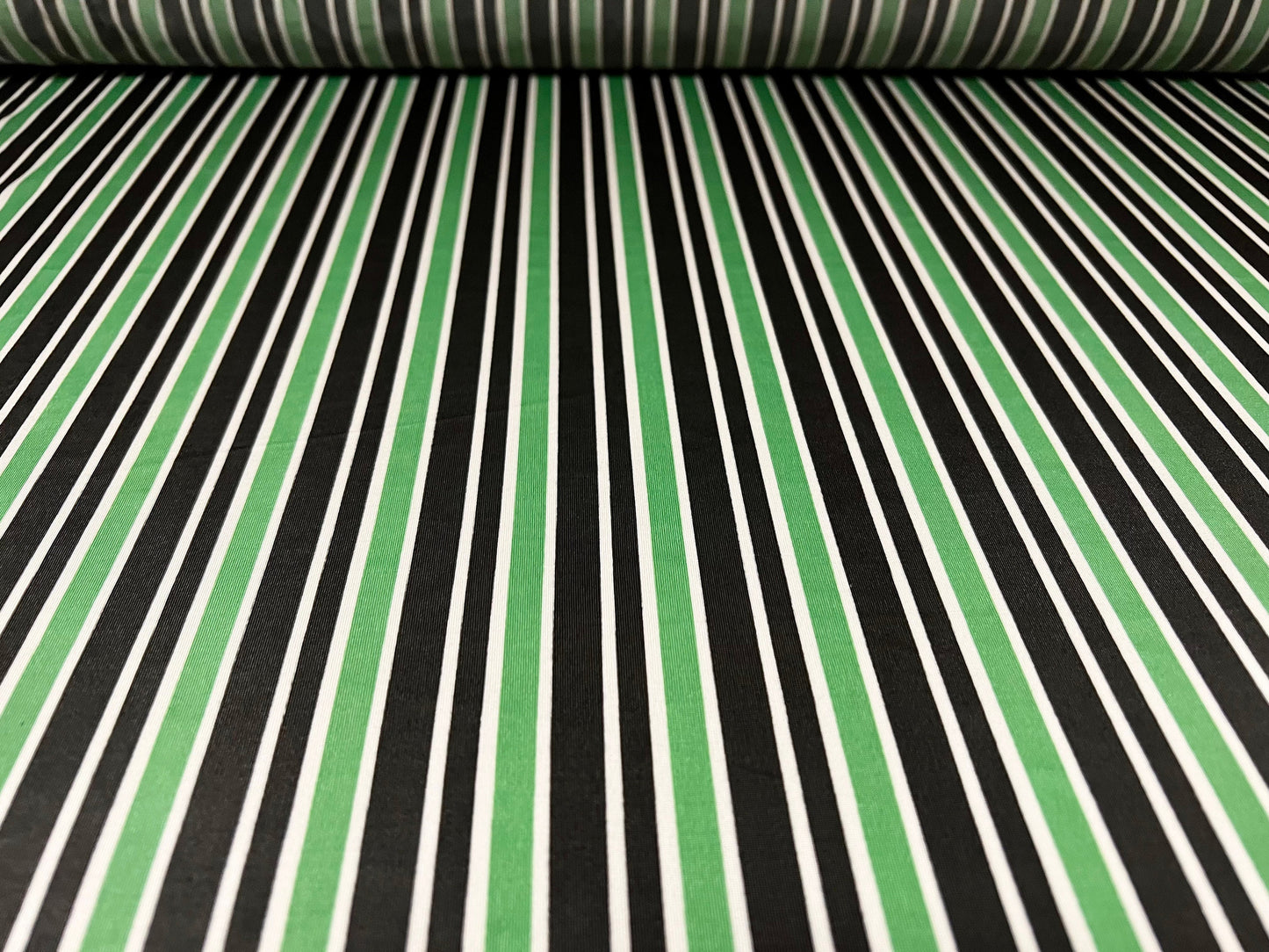 Stretch Spandex Single Jersey Fashion Fabric, Per Metre - Stripe - black & green