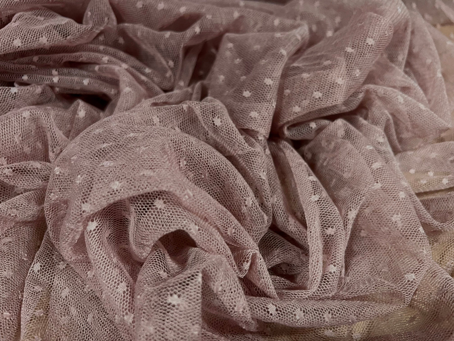 Dobby mesh net sheer lightweight fabric, per metre - dusky pink