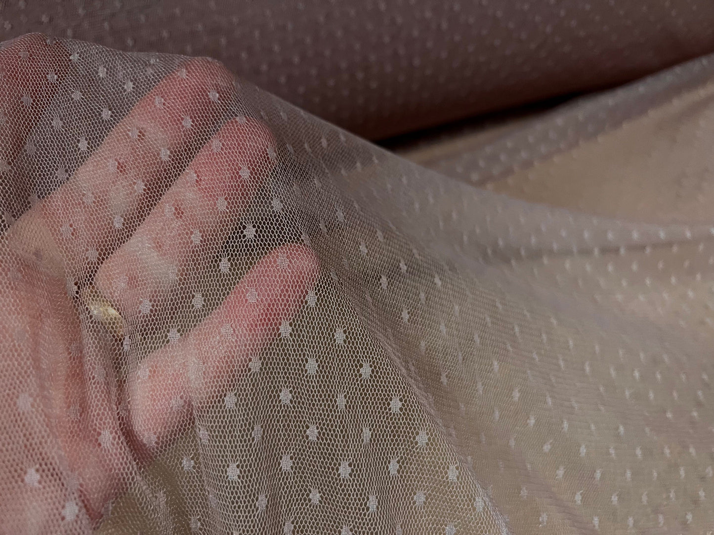 Dobby mesh net sheer lightweight fabric, per metre - dusky pink