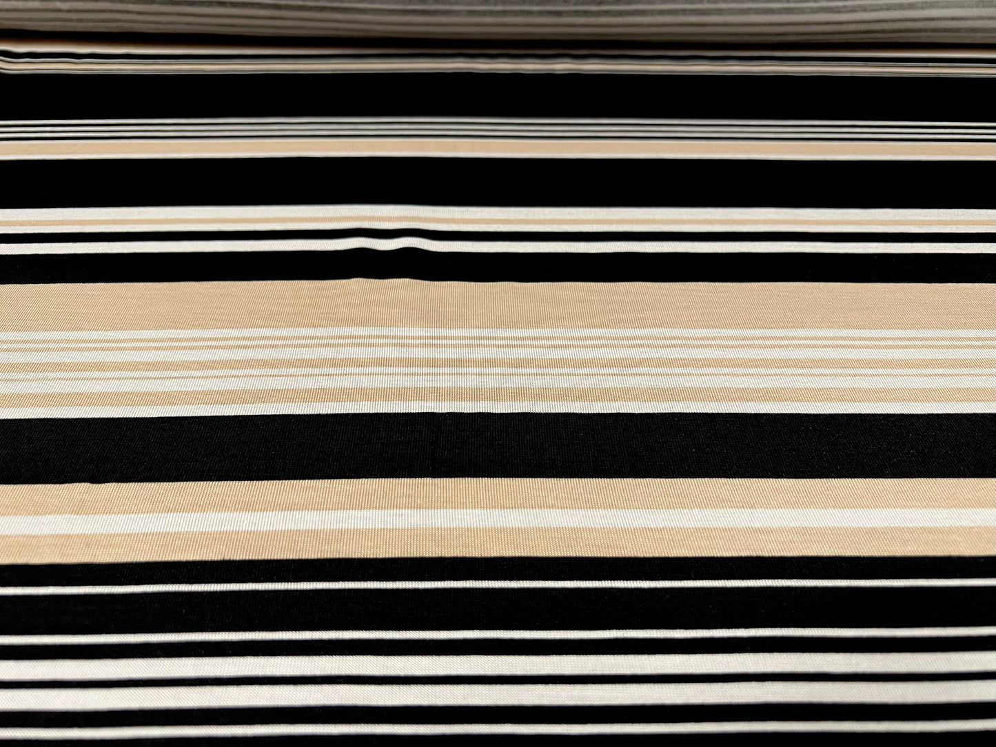 Viscose spandex stretch jersey fabric, per metre - stripe - black & beige