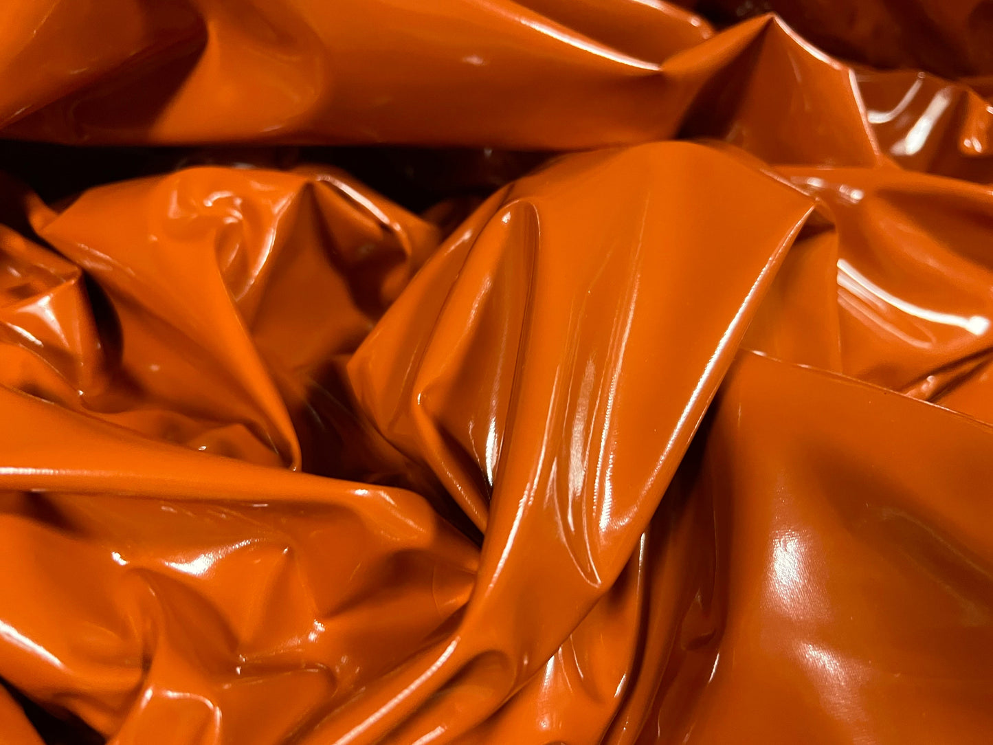 High gloss pvc fabric with comfort stretch, per metre - plain - terracotta