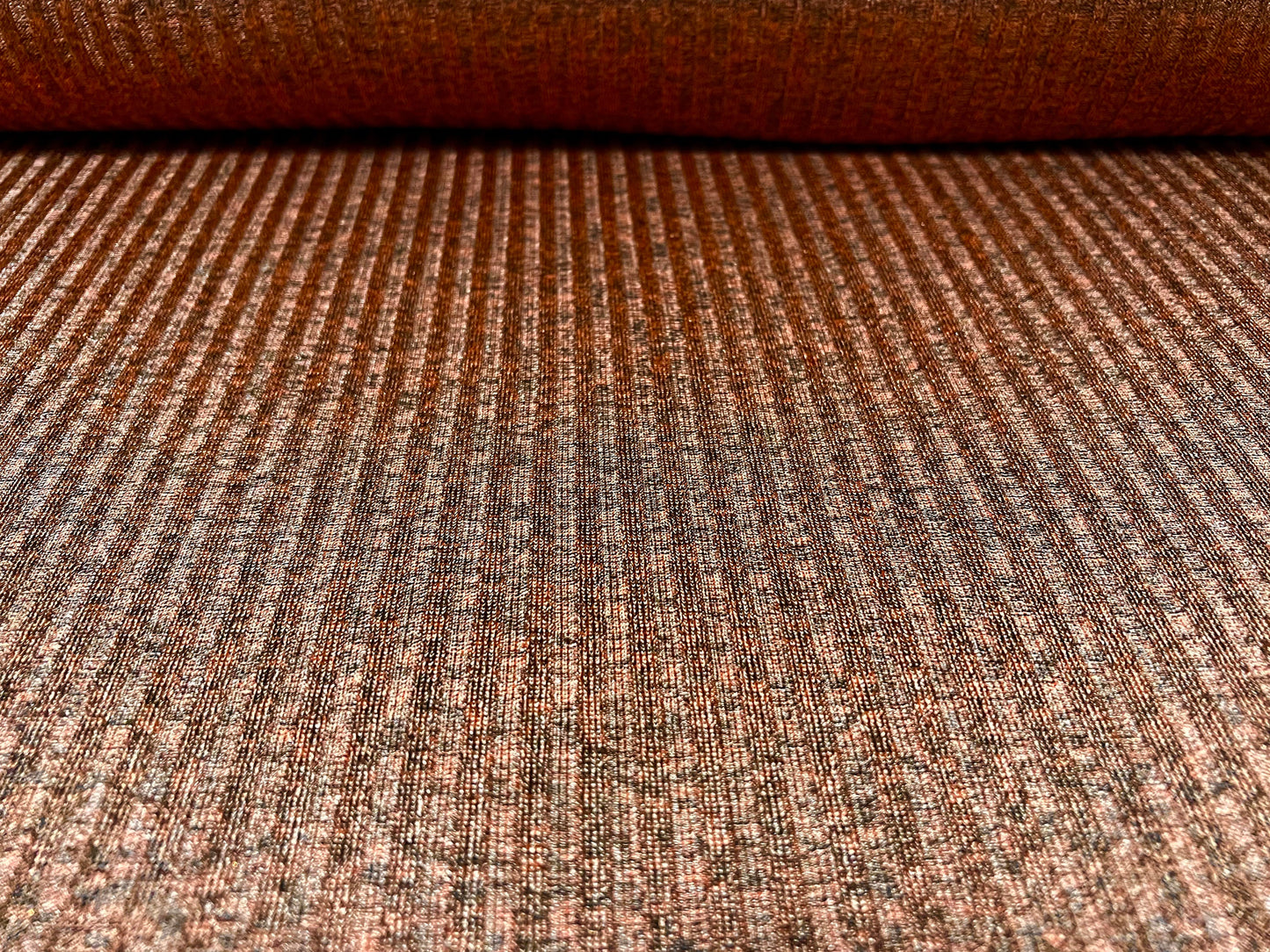 Metallic lurex stretch spandex rib jersey knit fabric, per metre - rose gold