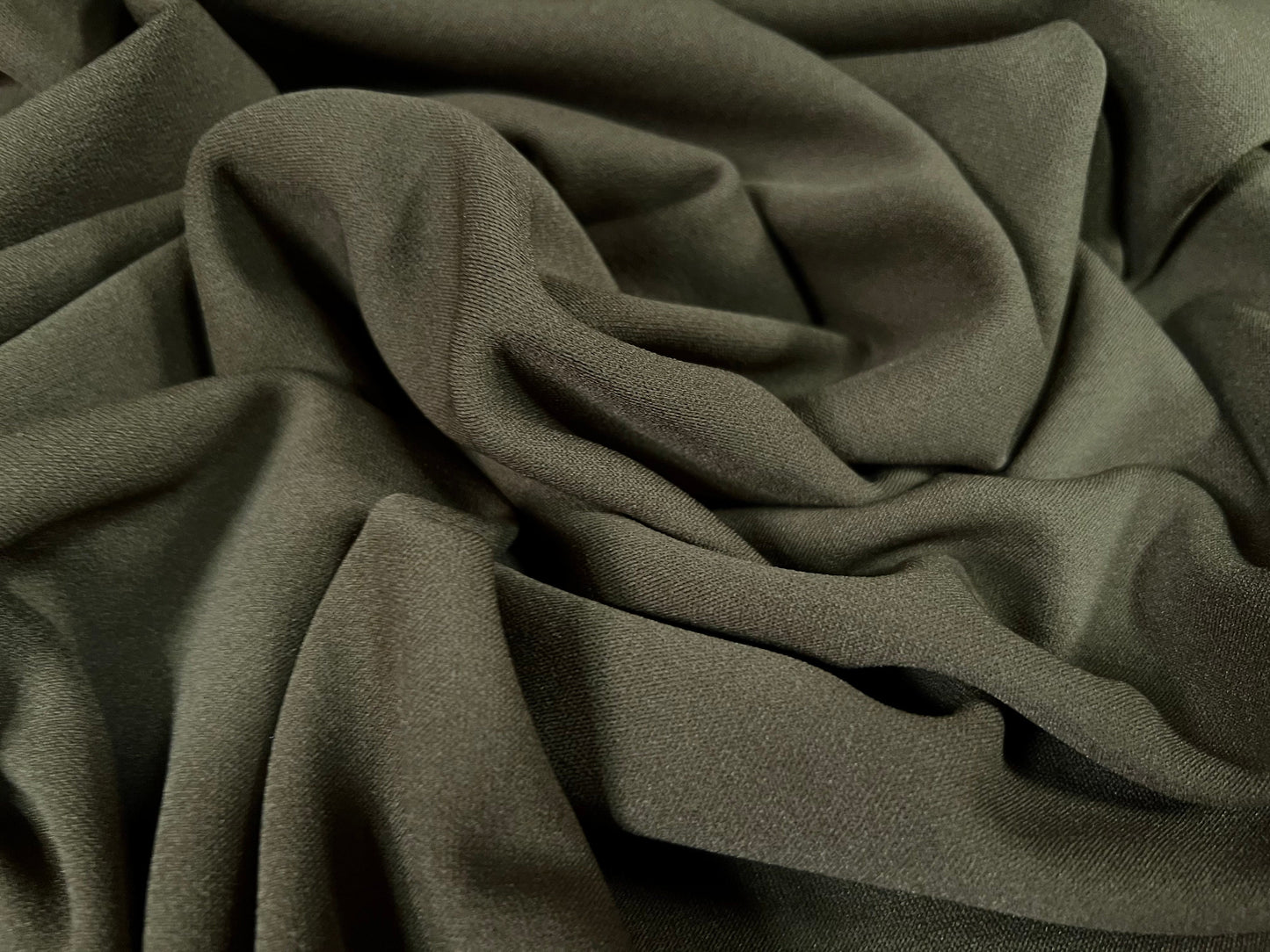 Scuba stretch Spandex double jersey fabric, per metre - plain - khaki green