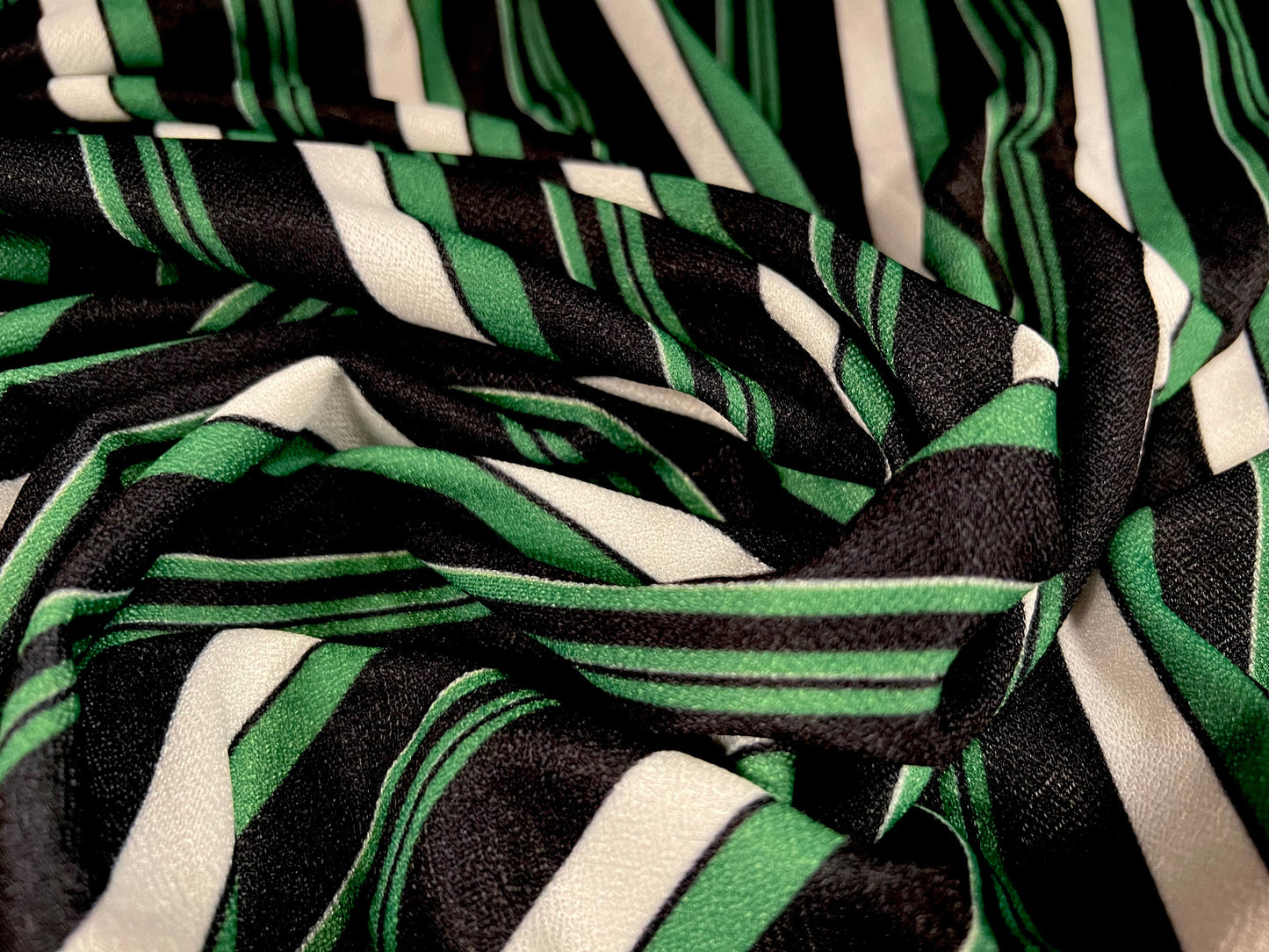 Valentino crepe spandex jersey fabric - similar to scuba - per metre - Stripe print - green black & white