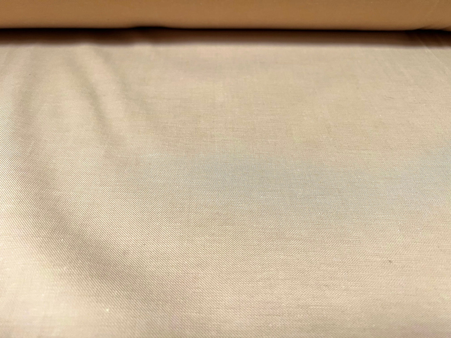 Stretch chambray cotton linen woven fabric, per metre - plain - stone peach