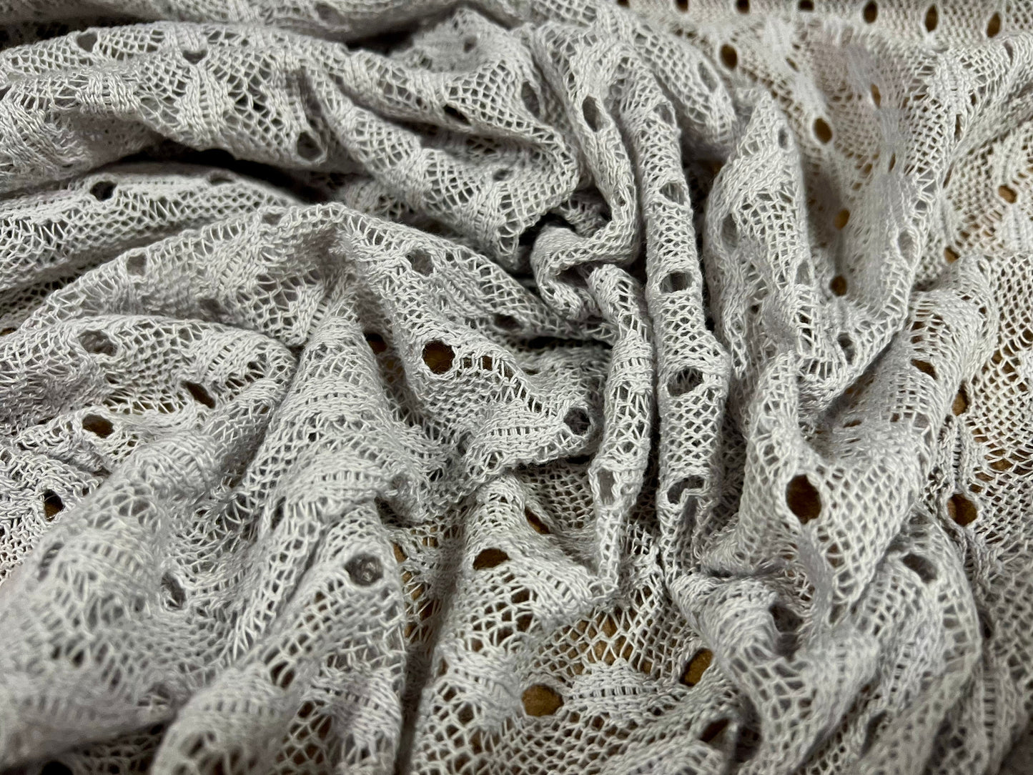 Cotton blend eyelet jacquard jersey fabric, per metre - silver grey