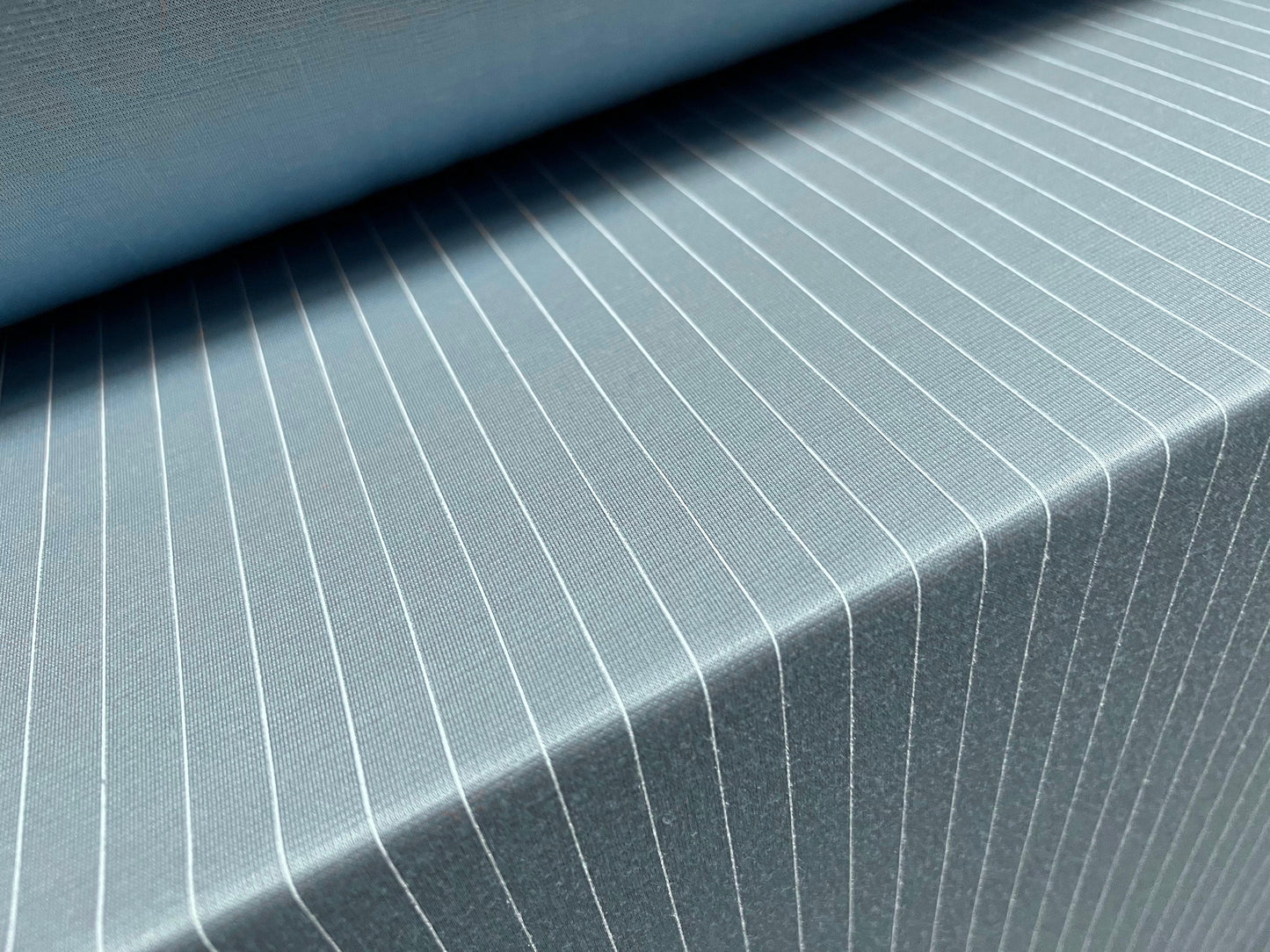 Ponte Roma double jersey knit stretch fabric, per metre - pinstripe - Sky blue