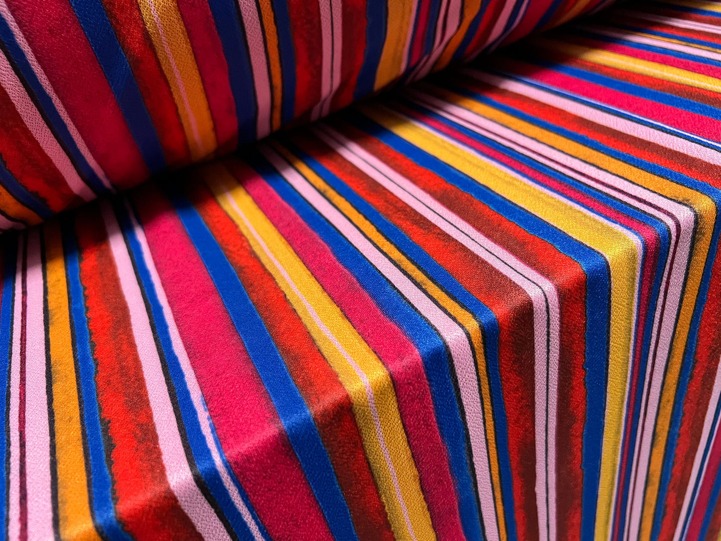 Valentino scuba style stretch jersey fabric, per metre - multicolour stripe print