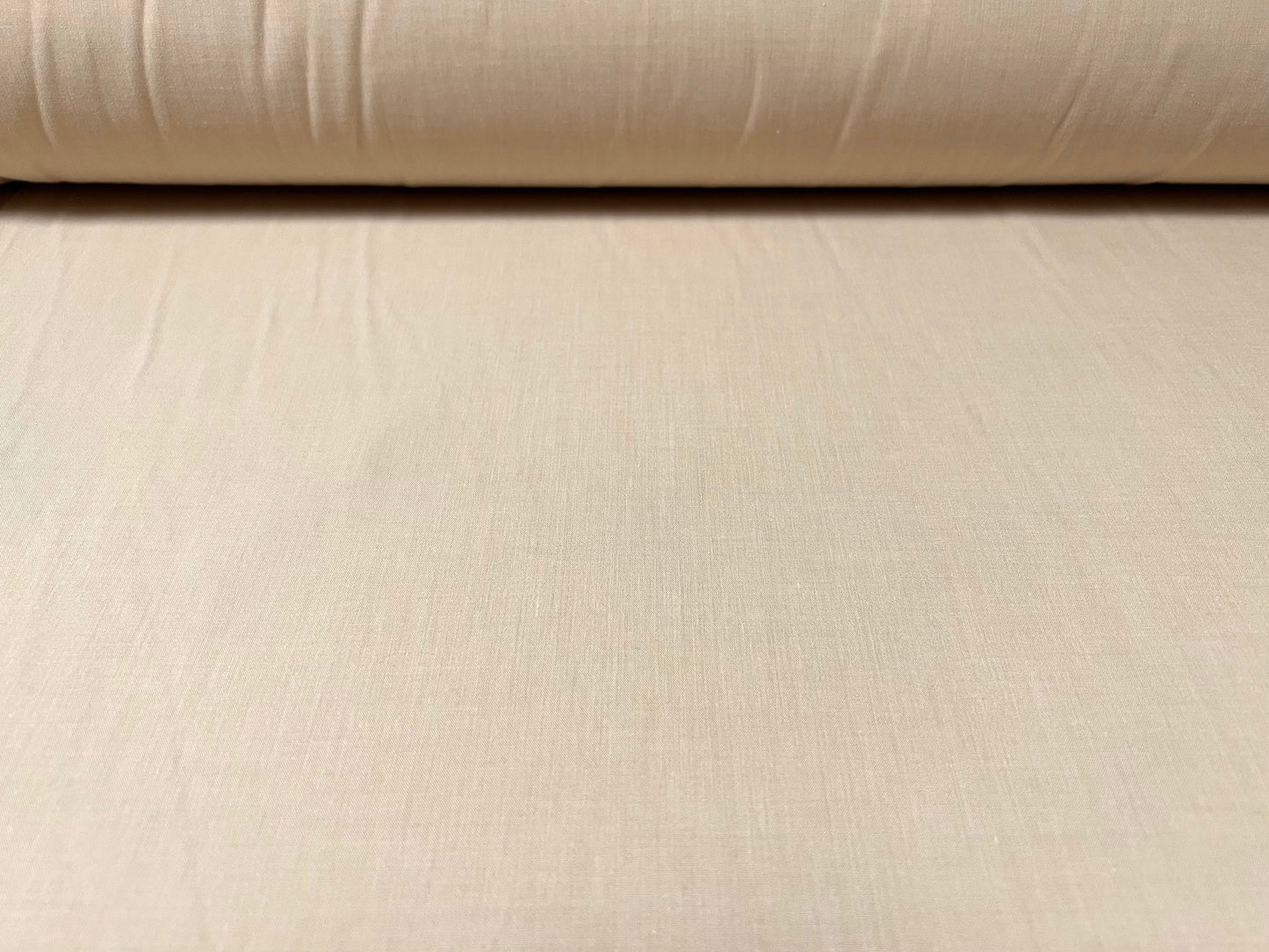 Cotton blend woven shirt blouse fabric, per metre - plain - dark cream