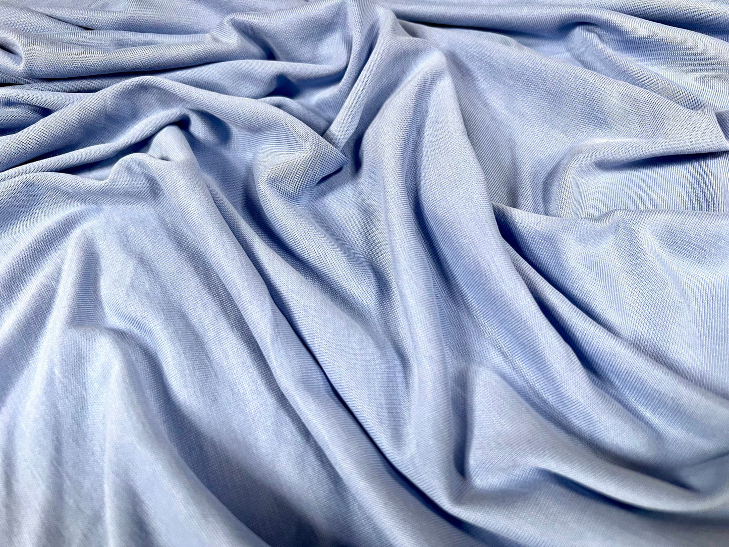 Powder touch single jersey dress fabric with comfort stretch, per metre - plain - Sky blue