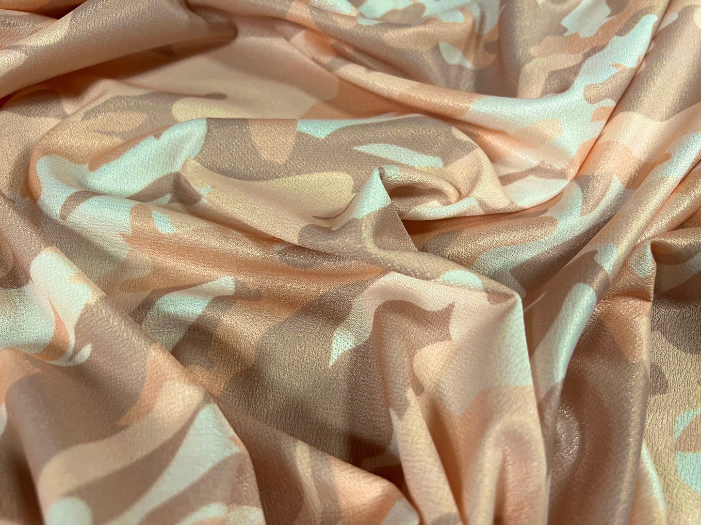 Valentino spandex stretch crepe jersey fabric - similar to scuba - per metre - camouflage print - peach